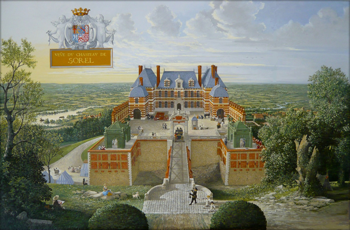 Reconstitution du château de Sorel vers le milieu du XVIIe siècle